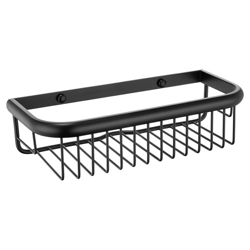 Edessa Colore Matt Black Large Wall Mounted Rectangular Wire Basket View from Front