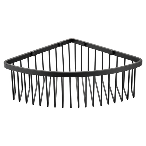 Kea Colore Matt Black Wall Mounted Large Corner Basket View from Front