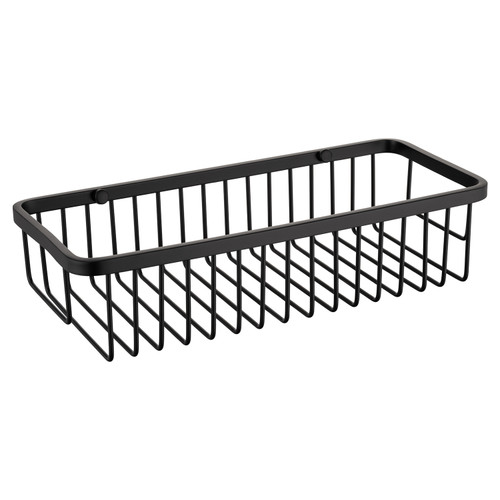 Milos Colore Matt Black Rectangular Wall Mounted Wire Basket View from Front