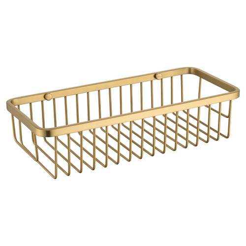 Milos Colore Brushed Brass Rectangular Wall Mounted Wire Basket View from Front