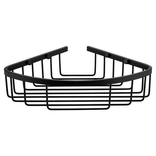 Leros Colore Matt Black Wall Mounted Corner Basket View from Front