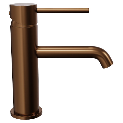 Colore Round Brushed Bronze Mono Basin Mixer Tap Side View