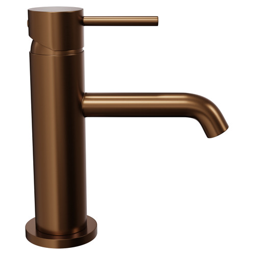 Colore Round Brushed Bronze Mini Mono Basin Mixer Tap Side View