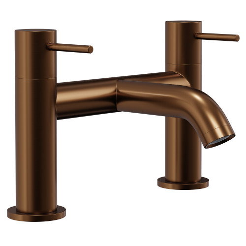 Colore Round Brushed Bronze Bath Filler Tap Left Hand View