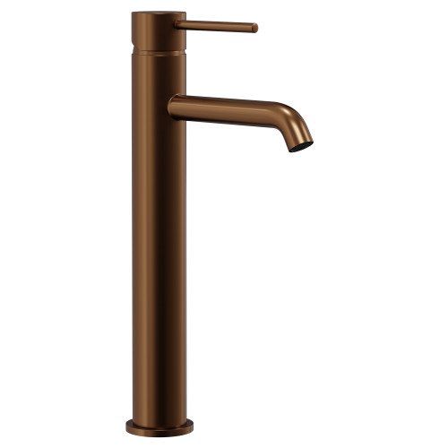 Colore Round Brushed Bronze High Rise Mono Mixer Tap Left Hand View
