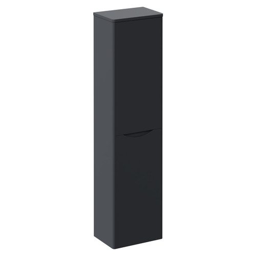 Vela Satin Anthracite 356mm x 1392mm 2 Door Wall Mounted Tall Storage Unit Left Hand View