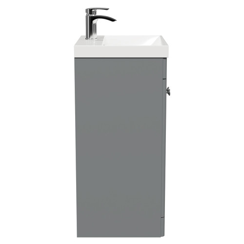 Danbury Satin Grey 500mm Wall Mounted Vanity Unit with 1 Tap Hole Slim Edge Basin and Single Drawer with Polished Chrome Handle Side View