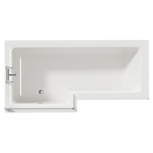 Loire 1700mm Left Hand L Shaped Shower Bath with Bath Screen and Light Oak Front and End Bath Panel Top View