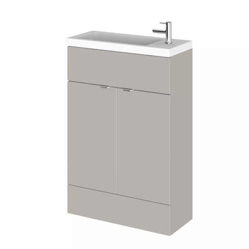 Hudson Reed Fusion Compact Matt Pebble Grey 600mm 2 Door Combination Vanity Unit - CBI3206 Main Image