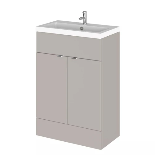 Hudson Reed Fusion Matt Pebble Grey 600mm 2 Door Combination Vanity Unit - CBI3207 Main Image