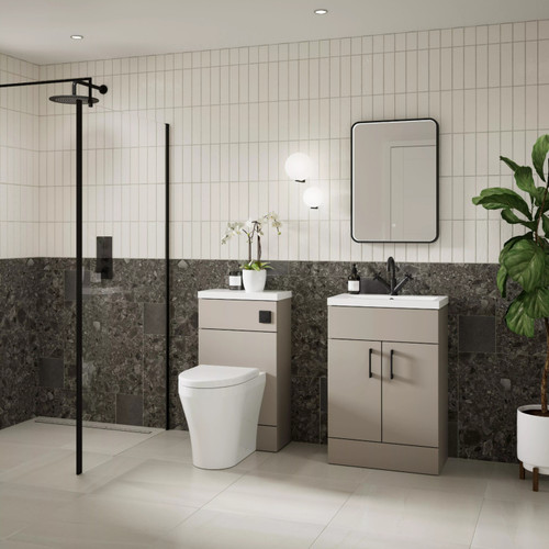 Hudson Reed Fusion Matt Pebble Grey 600mm 2 Door Combination Vanity Unit - CBI3207 Lifestyle 2