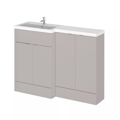 Hudson Reed Fusion Matt Pebble Grey 1200mm 4 Door Combination Left Hand Basin Vanity Unit - CBI3211 Main Image