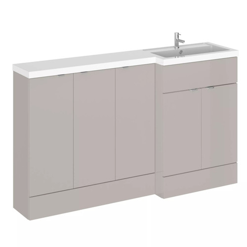 Hudson Reed Fusion Matt Pebble Grey 1500mm 5 Door Combination Right Hand Basin Vanity Unit - CBI3218 Main Image