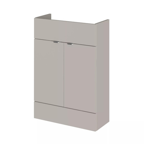 Hudson Reed Fusion Compact Matt Pebble Grey 600mm Floor Standing 2 Door Vanity Unit - OFF3207 Main Image
