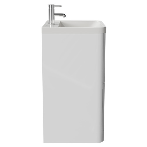 Vela Gloss White 600mm 2 Drawer Vanity Unit with Anya Basin Side View