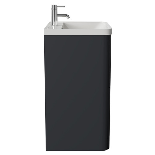 Vela Satin Anthracite 600mm 2 Drawer Vanity Unit with Anya Basin Side View