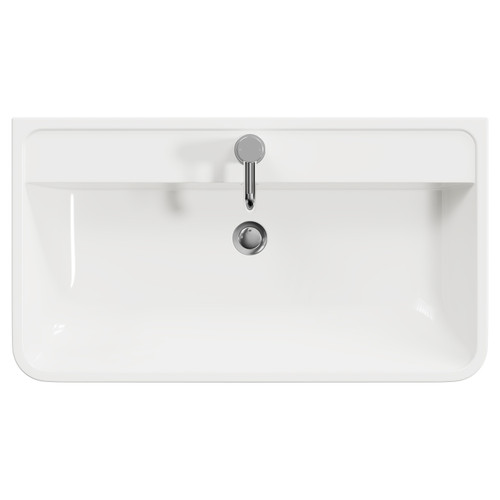Vela Gloss White 800mm Wall Mounted Single Drawer Vanity Unit with Anya Basin Top View
