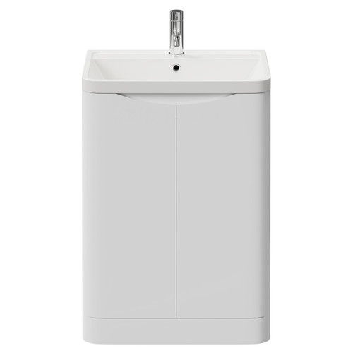 Vela Gloss White 600mm 2 Door Vanity Unit with Leni Basin View from Front