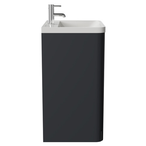 Vela Satin Anthracite 600mm 2 Door Vanity Unit with Leni Basin Side View
