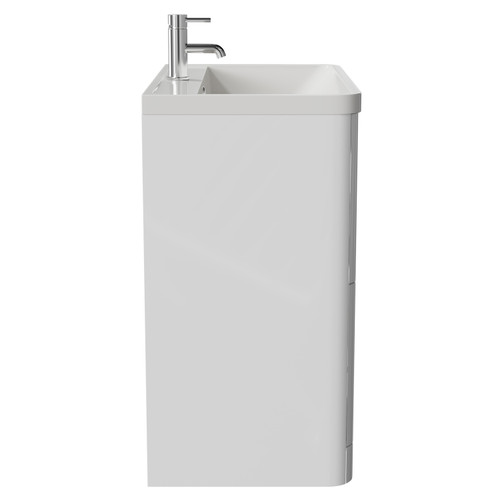 Vela Gloss White 800mm 2 Drawer Vanity Unit with Leni Basin Side View