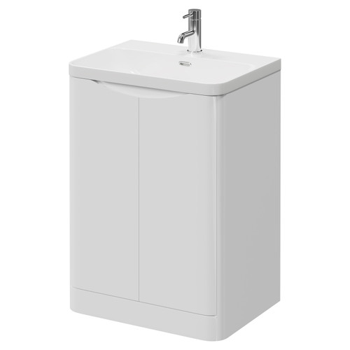 Vela Gloss White 600mm 2 Door Vanity Unit with Fina Basin Right Hand View