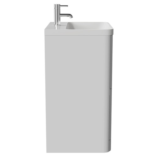 Vela Satin White 600mm 2 Drawer Vanity Unit with Fina Basin Side View