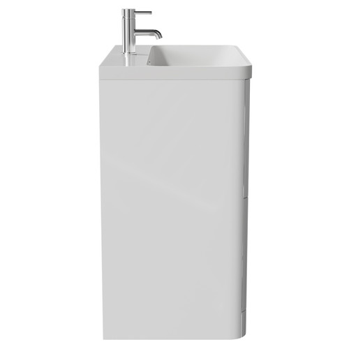 Vela Gloss White 800mm 2 Drawer Vanity Unit with Fina Basin Side View