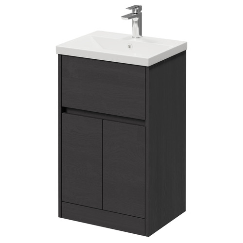 Montego Graphite Grey 500mm 1 Drawer 2 Door Vanity Unit with Glide Basin Right Hand View