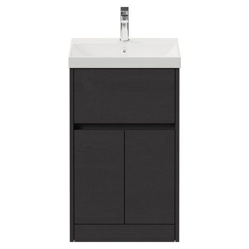 Montego Graphite Grey 500mm 1 Drawer 2 Door Vanity Unit with Rimini Basin View from Front