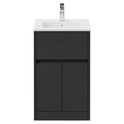 Montego Graphite Grey 500mm 1 Drawer 2 Door Vanity Unit with Angel Basin View from Front