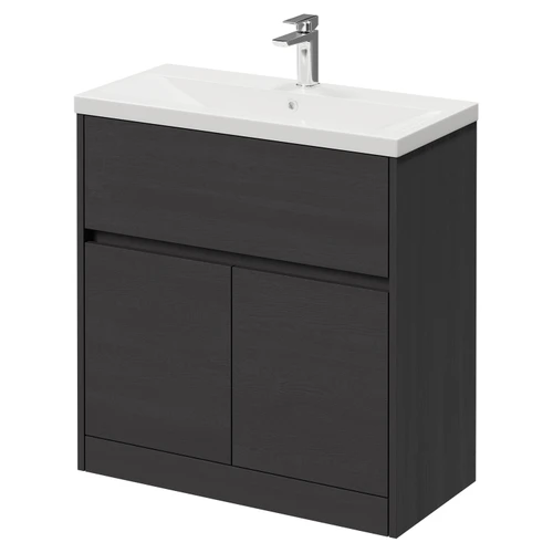 Montego Graphite Grey 800mm 1 Drawer 2 Door Vanity Unit with Glide Basin Right Hand View