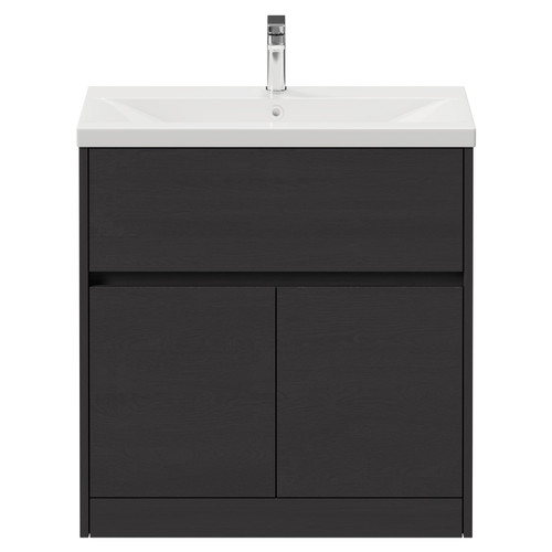 Montego Graphite Grey 800mm 1 Drawer 2 Door Vanity Unit with Glide Basin View from Front