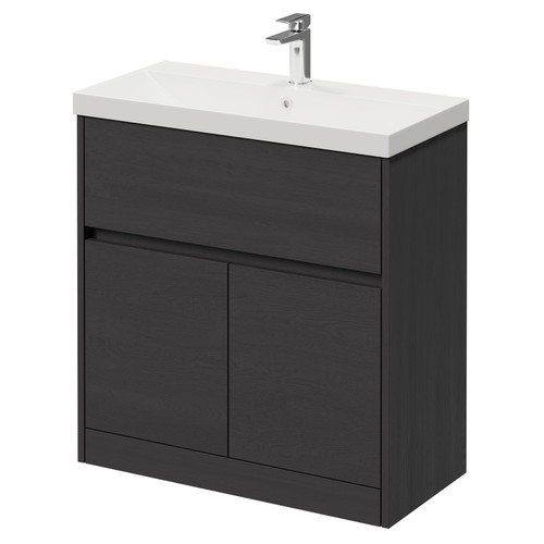 Montego Graphite Grey 800mm 1 Drawer 2 Door Vanity Unit with Rimini Basin Right Hand View