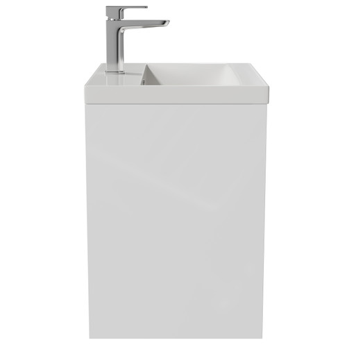 Montego Gloss White 500mm Wall Mounted 2 Drawer Vanity Unit with Glide Basin Side View