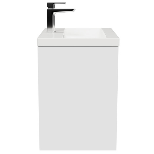 Montego Satin White 500mm Wall Mounted 2 Drawer Vanity Unit with Glide Basin Side View