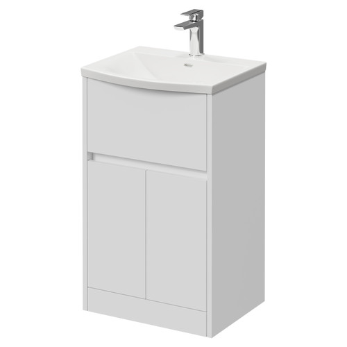 Montego Gloss White 500mm 1 Drawer 2 Door Vanity Unit with Arc Basin Right Hand View