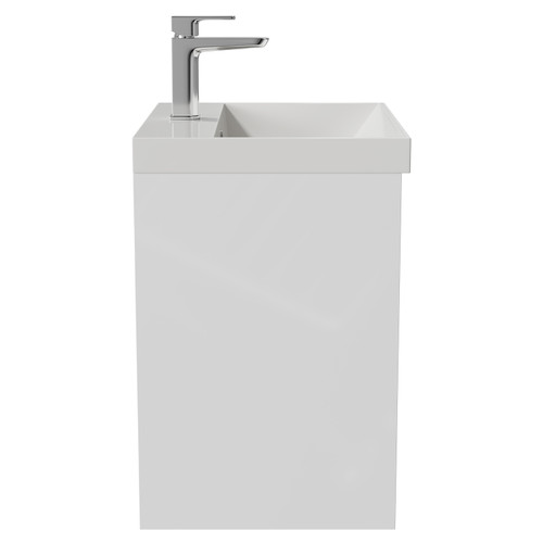 Montego Gloss White 500mm Wall Mounted 2 Drawer Vanity Unit with Rimini Basin Side View