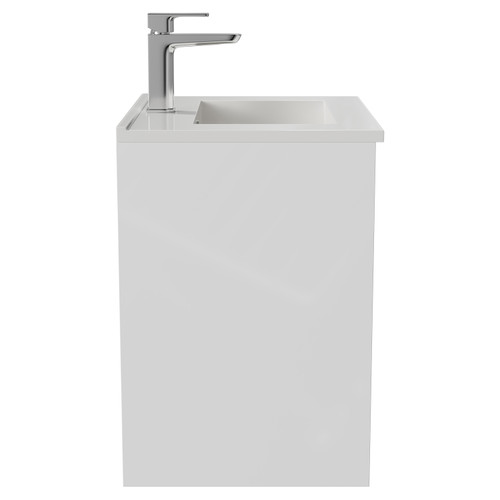 Montego Gloss White 500mm Wall Mounted 2 Drawer Vanity Unit with Angel Basin Side View