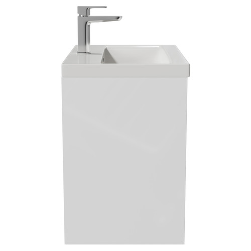 Montego Gloss White 600mm Wall Mounted 2 Drawer Vanity Unit with Glide Basin Side View