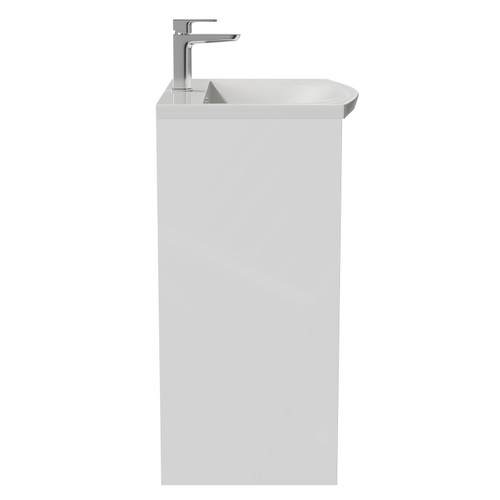 Montego Gloss White 600mm 1 Drawer 2 Door Vanity Unit with Arc Basin Side View