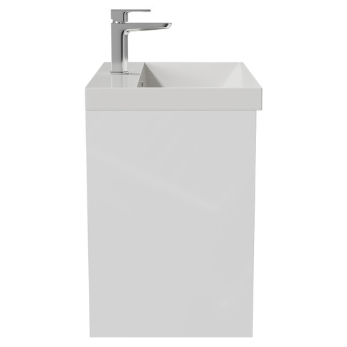 Montego Gloss White 600mm Wall Mounted 2 Drawer Vanity Unit with Rimini Basin Side View