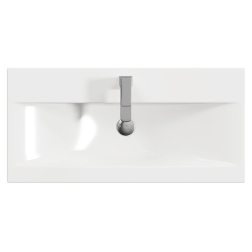 Montego Gloss White 800mm 1 Drawer 2 Door Vanity Unit with Glide Basin Top View