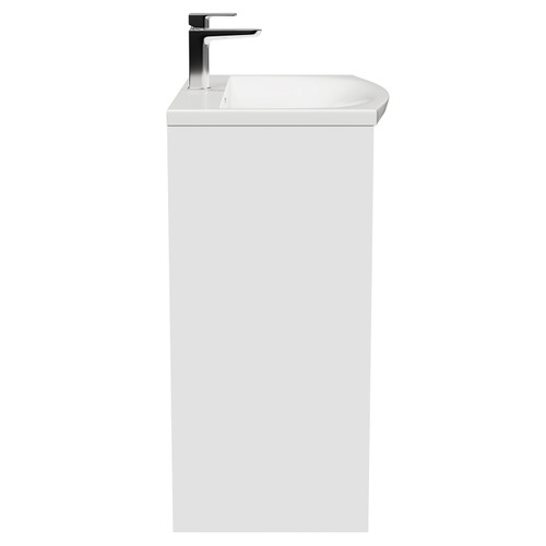 Montego Gloss White 800mm 1 Drawer 2 Door Vanity Unit with Arc Basin Side View
