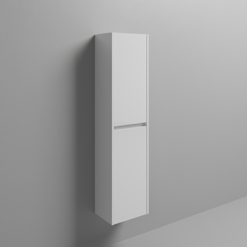 Montego Gloss White 350mm x 1400mm Wall Mounted 2 Door Tall Storage Unit Studio Shot