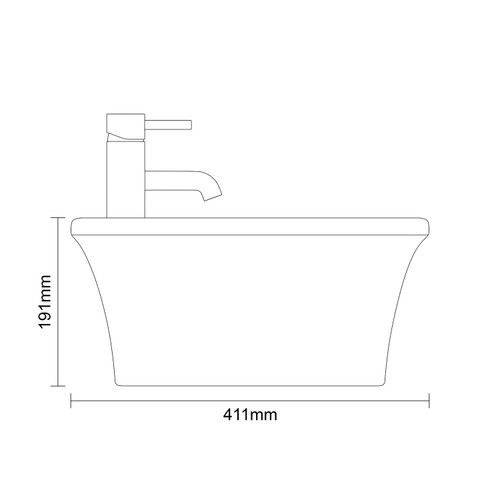 Lagos 480mm x 380mm Rectangular Countertop Basin Dimensions Side