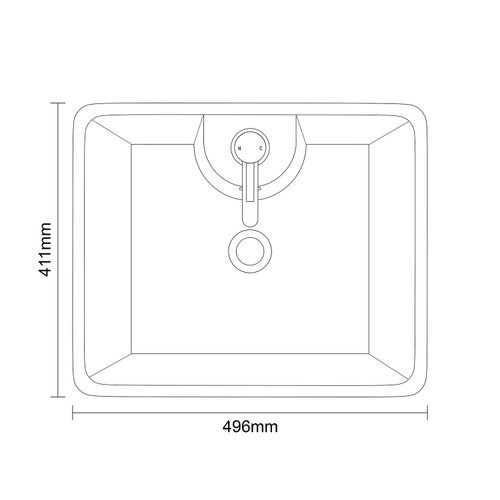 Lagos 480mm x 380mm Rectangular Countertop Basin Dimensions Top