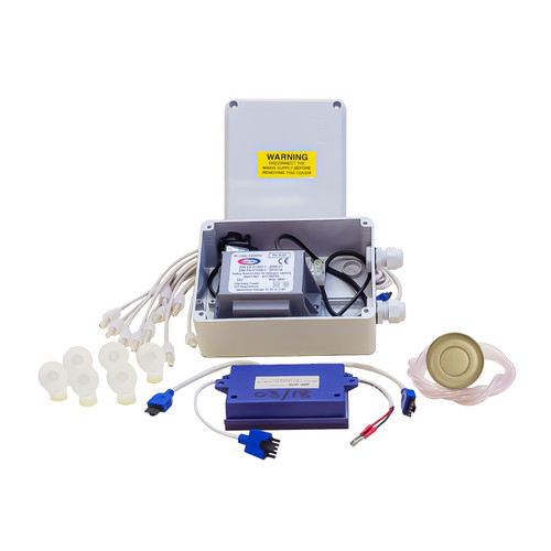 Set of 12 Micro LED Bath Lights with Brushed Brass Control Front View