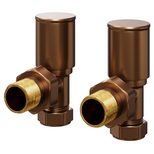 Colore Round Brushed Bronze Angled Radiator Valves Right Hand View