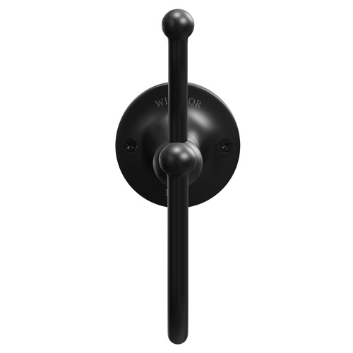 Windsor 1930 Traditional Colore Matt Black Wall Mounted Double Robe Hook Front View