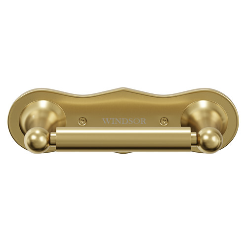 Windsor 1930 Traditional Colore Brushed Brass Wall Mounted Double Post Toilet Roll Holder Front View